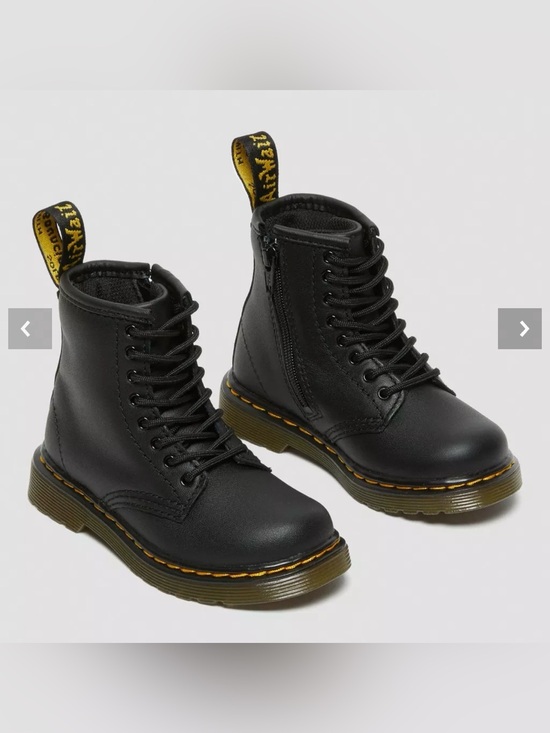 Dr. Martens Other - Dr. Martens Girls Black Lace-Up Combat Boots with Yellow Stitching